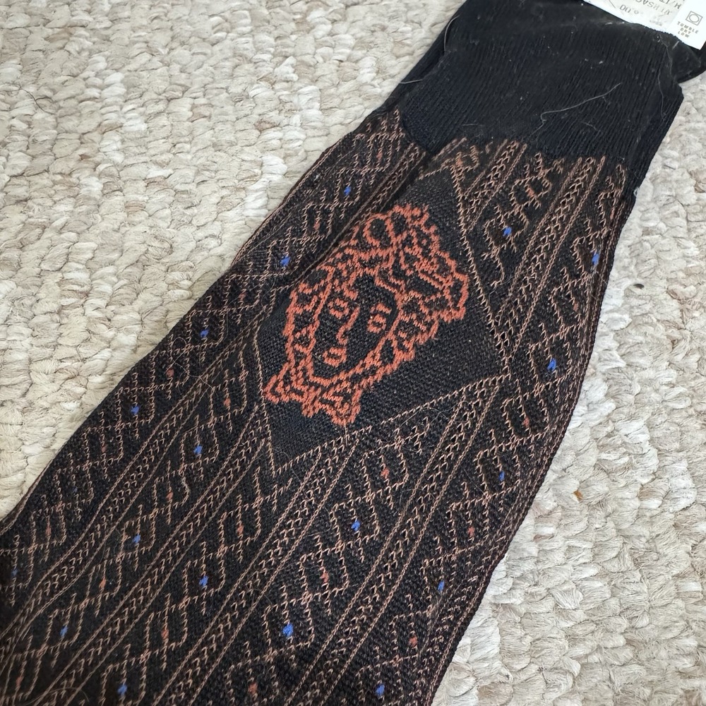 Versace Socks Men Medusa Black /Copper XL Authentic Vintage Made in Italy - NWT